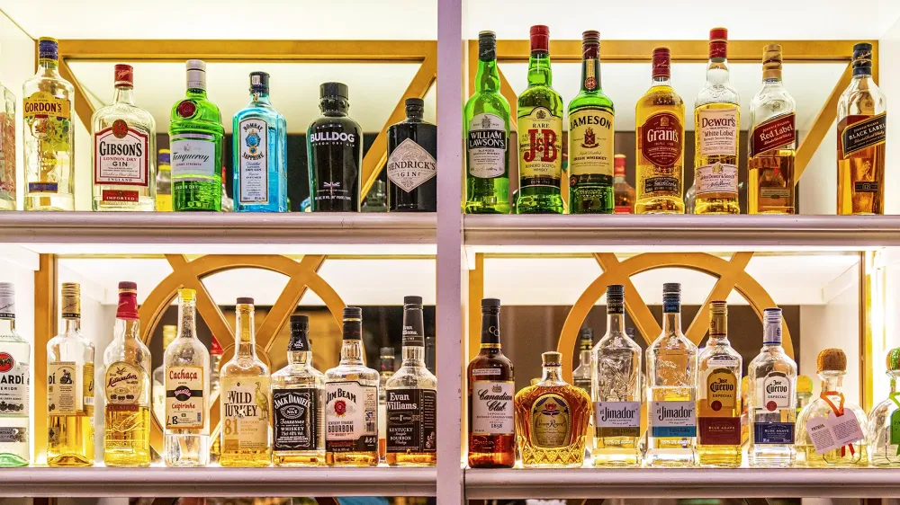 Cocktails Bar with an Assortment of Alcoholic Drinks.